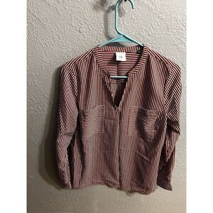 Cabi Women Long Sleeve Striped‎ Pullover Shirt Blouse Top Size Small